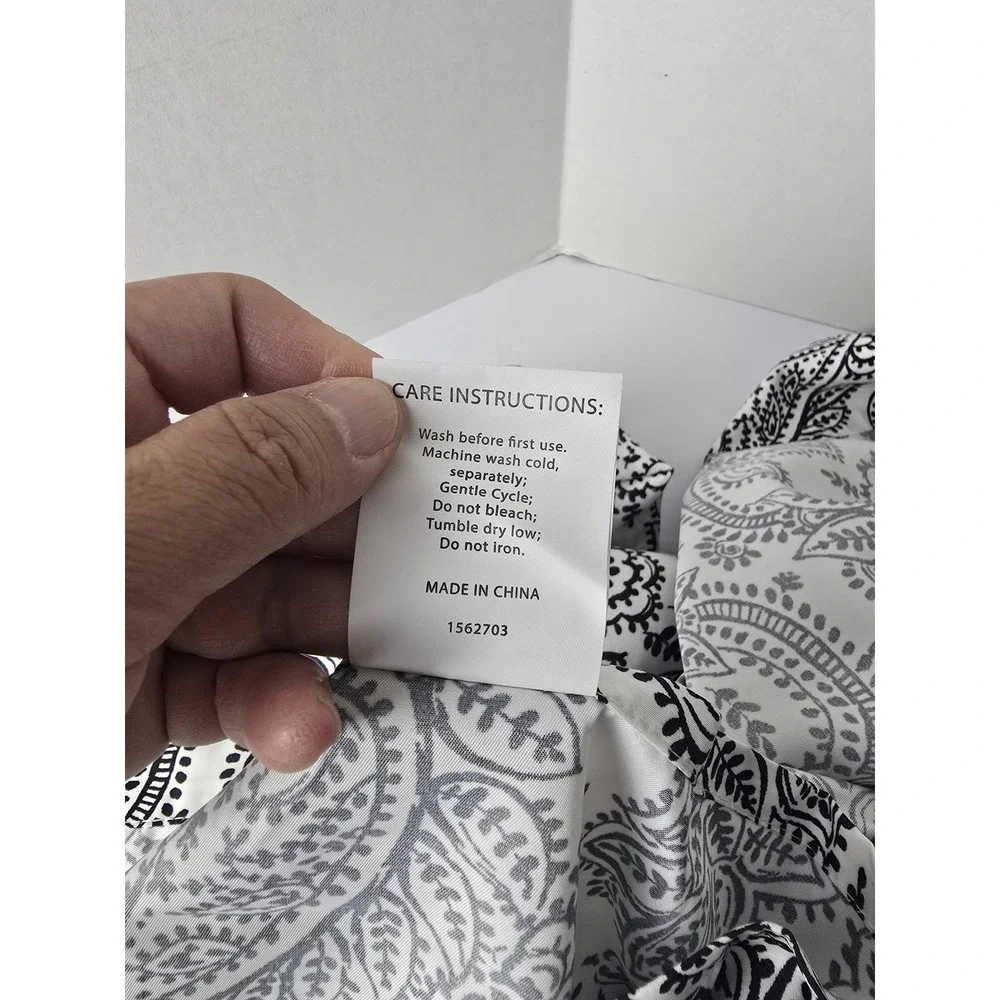 Charisma Sheet Set Cal King Black White Paisley Flat Sheet Microfiber Bedding